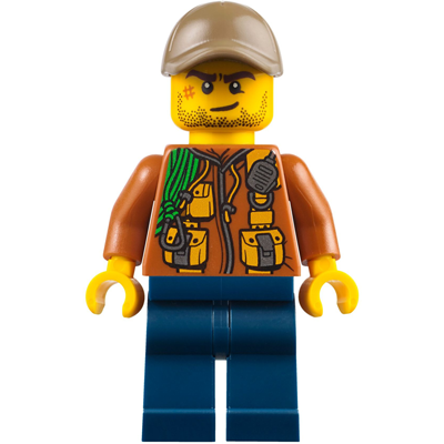 [TOY.CHAN] LEGO 樂高 3626pb0495 黃色 頭部 男 深棕眉 鬍渣 橘色擦傷 歪笑-細節圖2