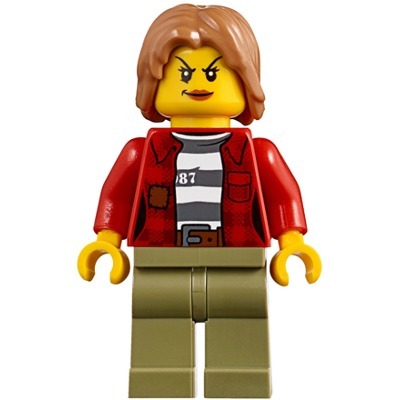 [TOY.CHAN] LEGO 樂高 3626pb1275 黃色 頭部 女 細弧黑眉 睫毛 深橘唇 邪笑-細節圖2
