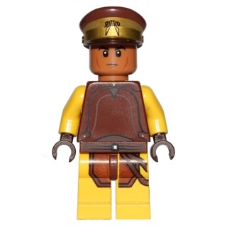 [TOY.CHAN] LEGO 樂高 12895pb02 深棕色 軍帽 金邊 黑標 紅棕頂 印刷-細節圖2