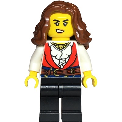 [TOY.CHAN] LEGO 樂高 973pb5294c01 白色 身體 海盜 紅背心 藍腰帶 骷髏項鍊-細節圖3