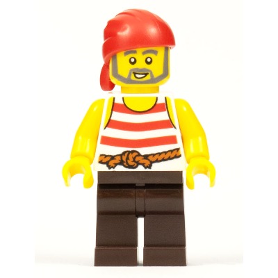 [TOY.CHAN] LEGO 樂高 973pb1932c01 白色 身體 海盜 紅條紋 橘繩腰帶-細節圖3