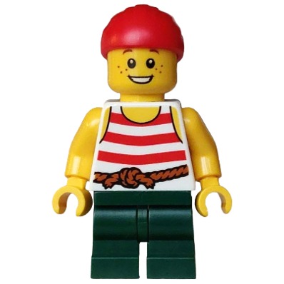 [TOY.CHAN] LEGO 樂高 973pb1932c01 白色 身體 海盜 紅條紋 橘繩腰帶-細節圖4