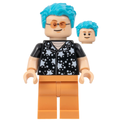 [TOY.CHAN] LEGO 樂高 23186 中蔚藍色 頭髮 凌亂短髮 左分 鬢角-細節圖2