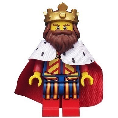 [TOY.CHAN] LEGO 樂高 18835pb01 紅棕色 頭髮 中長直髮 金冠圖案-細節圖2