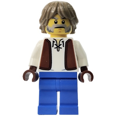 [TOY.CHAN] LEGO 樂高 973pb6229c01 白色 身體 紅棕色 皮背心 黑繩襯衫 沙色內搭 銀扣-細節圖2