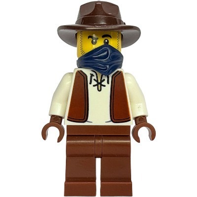 [TOY.CHAN] LEGO 樂高 973pb6229c01 白色 身體 紅棕色 皮背心 黑繩襯衫 沙色內搭 銀扣-細節圖3
