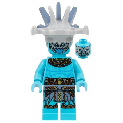 [TOY.CHAN] LEGO 樂高 3626pb3139 中蔚藍色 頭部 雙面 魚骨面具-細節圖2