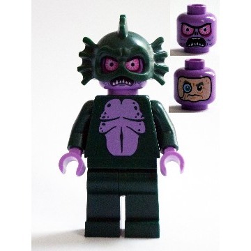 [TOY.CHAN] LEGO 樂高 3626pb1384 中薰衣草紫色 頭部 亮粉眼 尖牙 單片眼鏡-細節圖2
