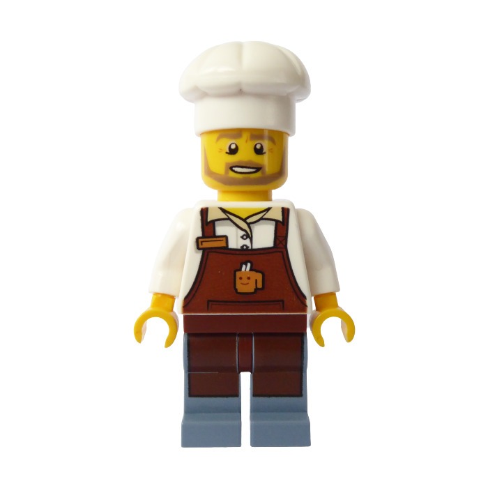 [TOY.CHAN] LEGO 樂高 973pb3256c01 白色 身體 紅棕色圍裙 咖啡杯圖案-細節圖3