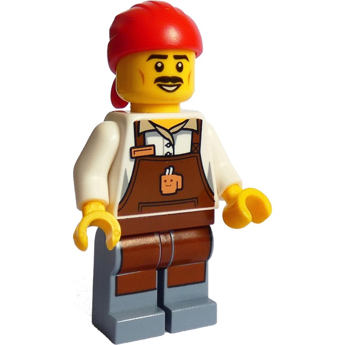 [TOY.CHAN] LEGO 樂高 973pb3256c01 白色 身體 紅棕色圍裙 咖啡杯圖案-細節圖5