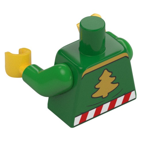 [TOY.CHAN] LEGO 樂高 973pb6360c01 綠色 身體 聖誕樹口袋圖案 紅白腰帶-細節圖2
