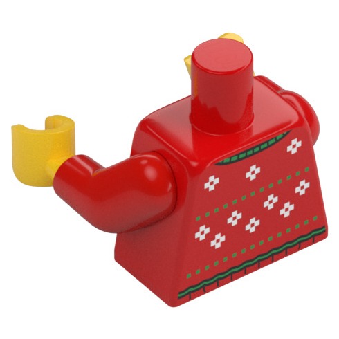[TOY.CHAN] LEGO 樂高 973pb6359c01 紅色 身體 聖誕毛衣 黑貓 紅白帽-細節圖2