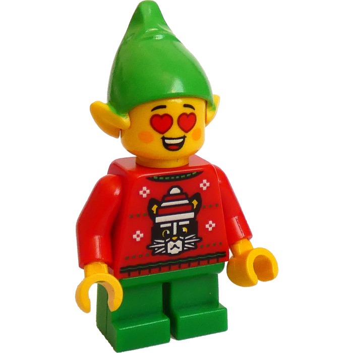 [TOY.CHAN] LEGO 樂高 973pb6359c01 紅色 身體 聖誕毛衣 黑貓 紅白帽-細節圖3