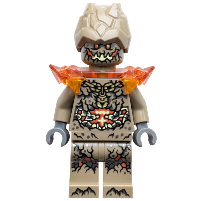 [TOY.CHAN] LEGO 樂高 3626pb4086 深沙色 頭部 黑色裂紋 深銀色印記 亮黃紅橙眼嘴-細節圖2