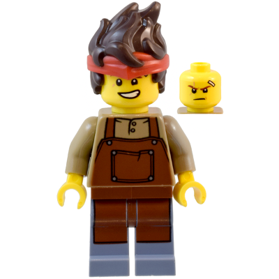 [TOY.CHAN] LEGO 樂高 3626pb1889 黃色 頭部 中膚色傷疤 繃帶 歪嘴笑 堅定表情-細節圖3