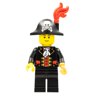 [TOY.CHAN] LEGO 樂高 2528pb03 黑色 海盜雙角帽 骷髏圖案 憤怒表情-細節圖2