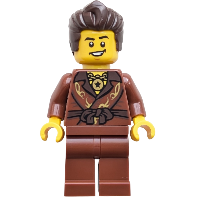[TOY.CHAN] LEGO 樂高 973pb6540c01 紅棕色 身體 金色渦紋 深褐色翻領 腰帶 星形墜飾-細節圖2