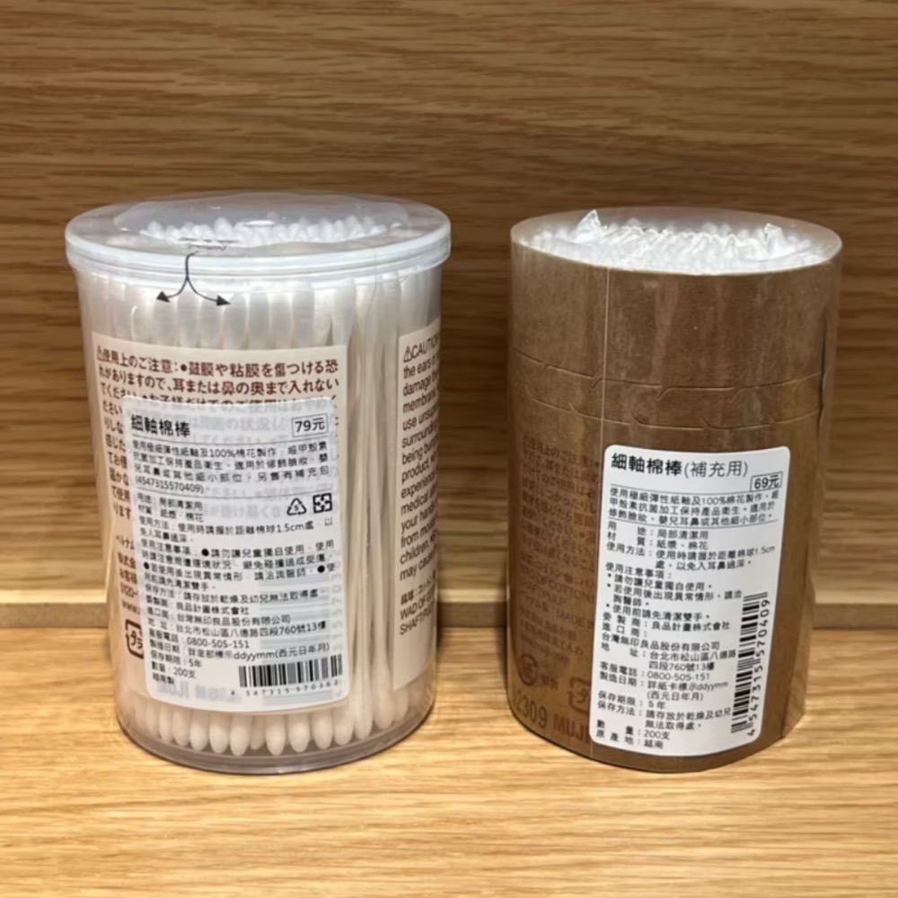 細軸棉棒🌟現貨升級 [好感生活推薦] 品項： MUJI無印良品 細軸棉棒 / 補充用　無印 棉棒 好感生活-細節圖2