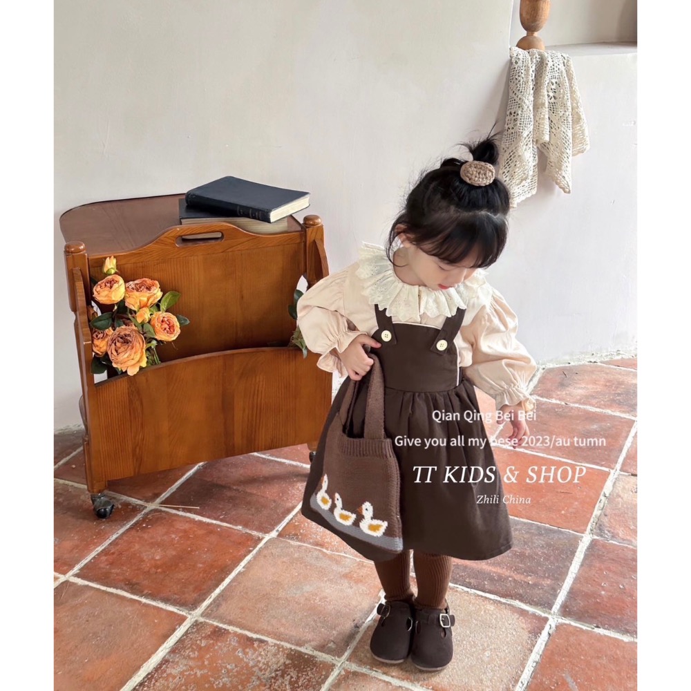 OHOH北鼻童裝 兩件式後兔子耳朵吊帶-細節圖2