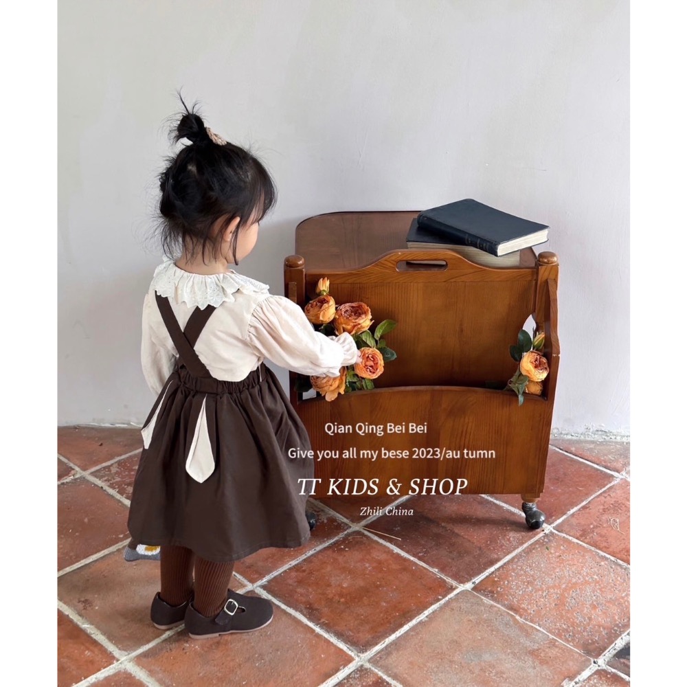 OHOH北鼻童裝 兩件式後兔子耳朵吊帶-細節圖3