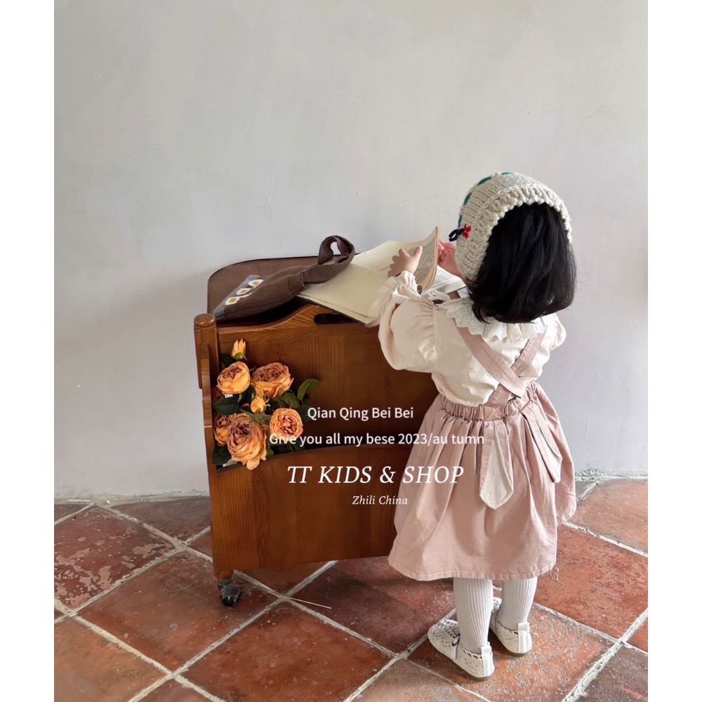 OHOH北鼻童裝 兩件式後兔子耳朵吊帶-細節圖4