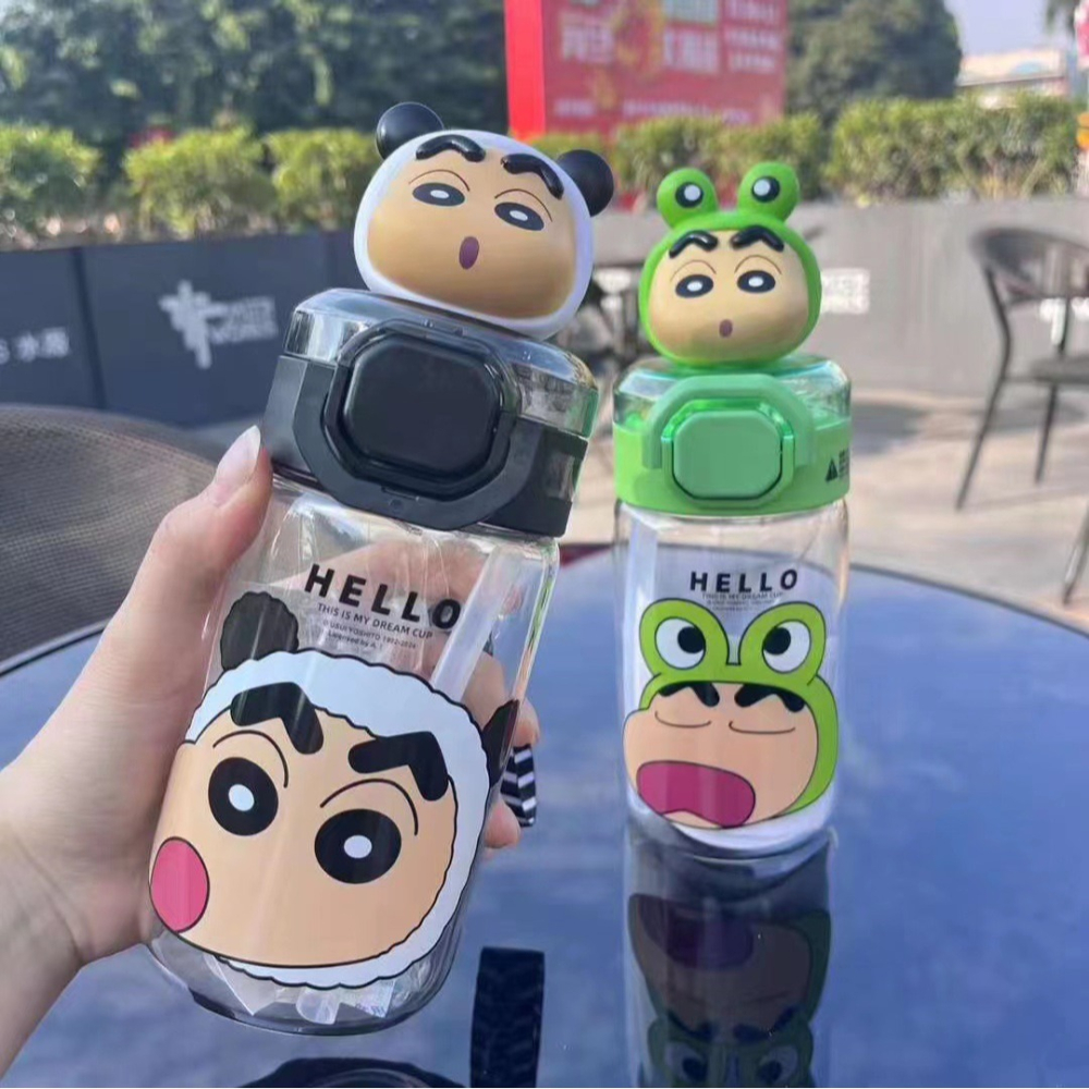 蠟筆小新吸管玻璃杯 520ml 吸管杯 水壺 環保杯 環保壺 水杯-細節圖2