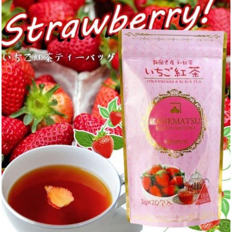 日本 靜岡縣產草莓紅茶(3g×20包) 紅茶包 茶包 草莓紅茶茶包 冷泡茶-細節圖2