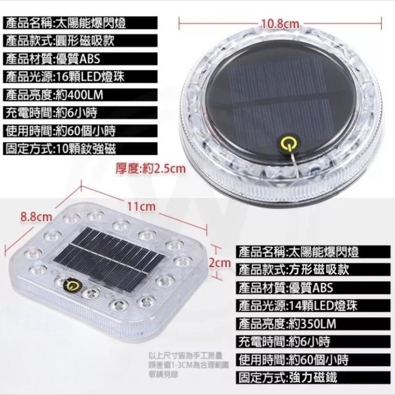 🇹🇼臺灣出貨免運【最新第四代🔥】太陽能爆閃燈 強磁防水+爆閃警示 警示燈 爆閃警示燈 防撞燈 貨車警示燈 自動開關-細節圖8