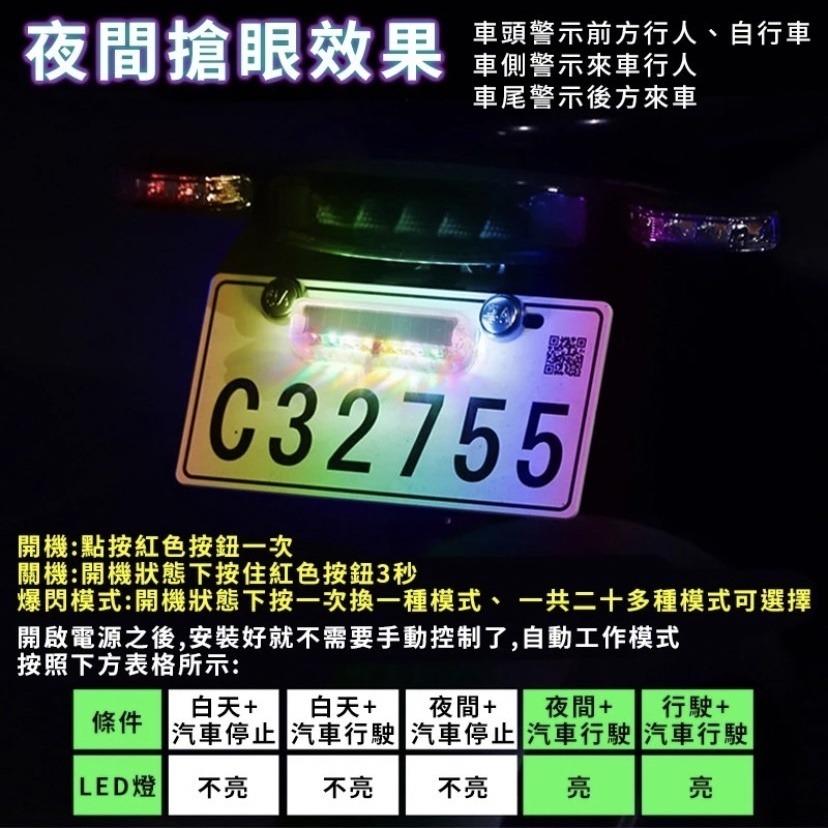 🇹🇼台灣現貨 太陽能LED燈 電動尾燈爆閃 免接線太陽能 車禍防追撞警示燈 中網尾箱免接線太陽能 環保節能 後尾燈-細節圖4