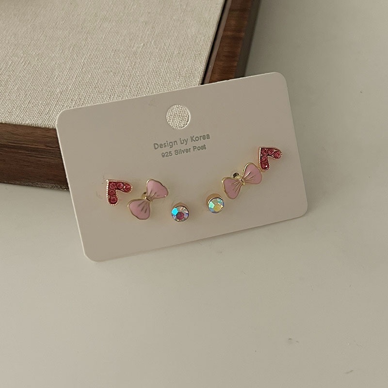 S925銀針 獨特小巧精致6六件套装耳釘 小眾設計感感耳環-規格圖2