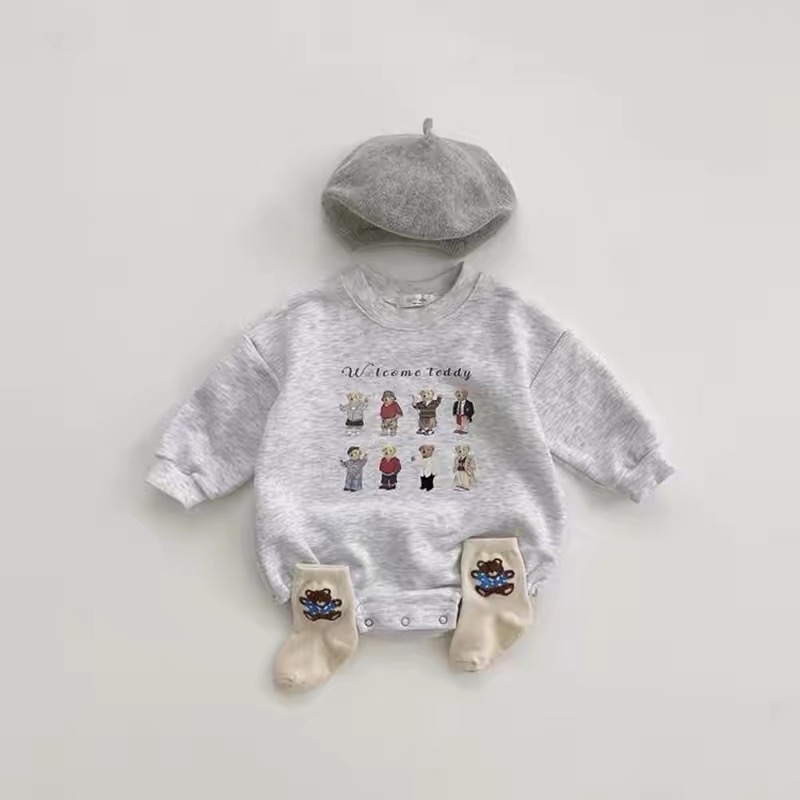 韓版童裝包屁衣嬰兒春秋新款爬服男女寶寶棉長袖卡通字母休閒-細節圖4