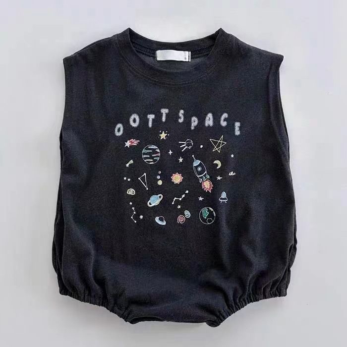 新生嬰兒純棉星系宇宙無袖爬服超薄柔軟包屁連體衣 K7-規格圖4