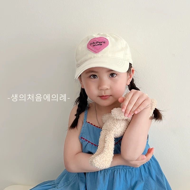韓版兒童帽子愛心標棒球帽寶寶小孩鴨舌帽女童夏季休閒防曬遮陽帽 A3-細節圖3
