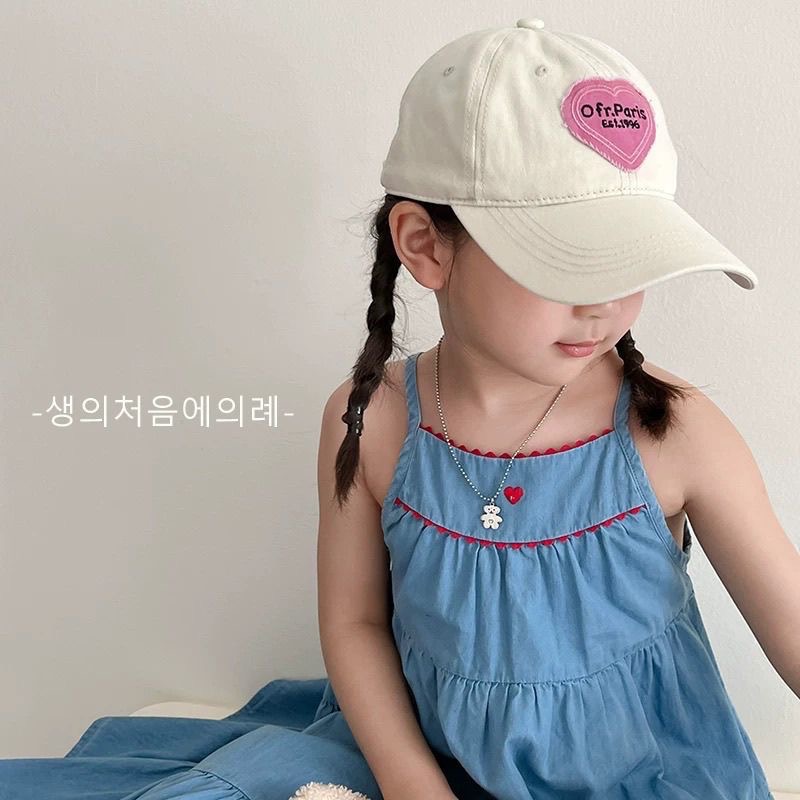 韓版兒童帽子愛心標棒球帽寶寶小孩鴨舌帽女童夏季休閒防曬遮陽帽 A3-細節圖4