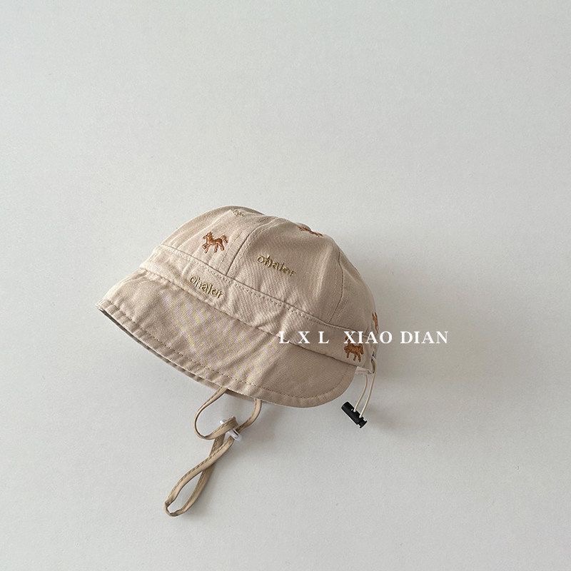 嬰兒遮陽帽春秋季小馬刺繡防曬漁夫帽3-6個月小月齡寶寶穿搭盆帽 A5-規格圖4