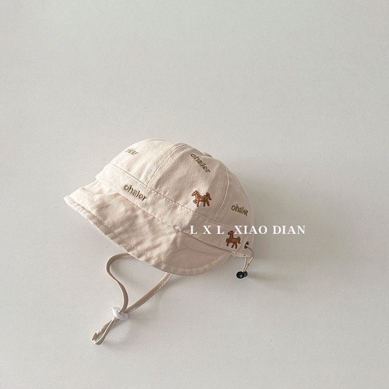 嬰兒遮陽帽春秋季小馬刺繡防曬漁夫帽3-6個月小月齡寶寶穿搭盆帽 A5-規格圖4