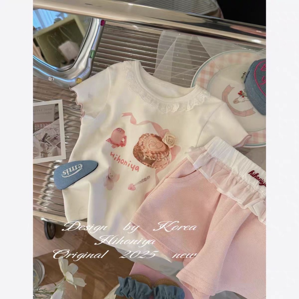女童短褲2025夏季新款女孩親子花邊設計休閒褲韓版女童五分褲中褲 G6-細節圖5