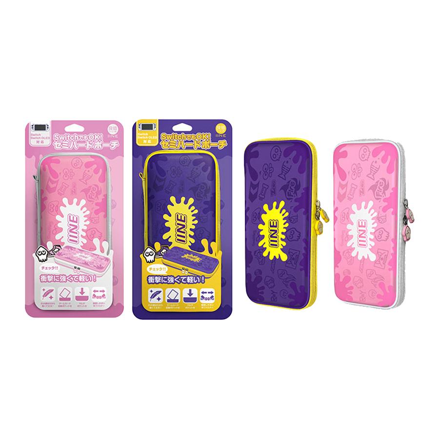 任天堂Switch NS周邊 良值《斯普拉遁/漆彈大作戰》紫黃/粉白款 主機專用EVA收納包/主機包/硬殼-細節圖2