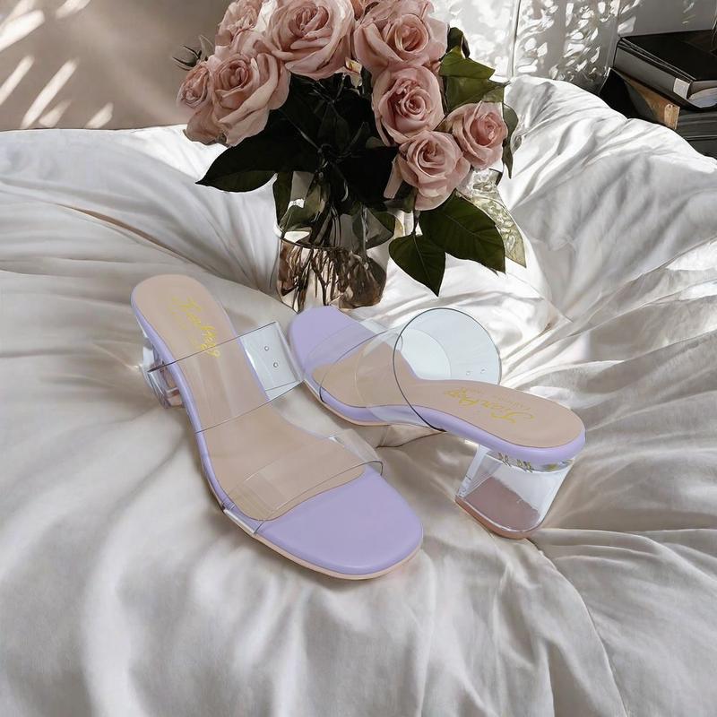 MIT台灣製 透明水晶跟 一字帶粗跟中高跟鞋 小尺碼35-40-細節圖2