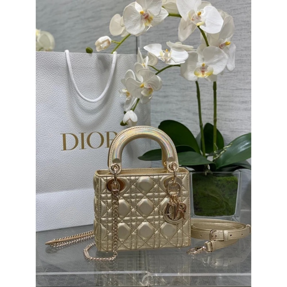 凱莉包包『只做原廠代購級別』9.9成新 超Mini 終極渠道 Dior Lady 黛妃包 經典女包 羊皮漆皮金扣銀扣琺瑯-規格圖1