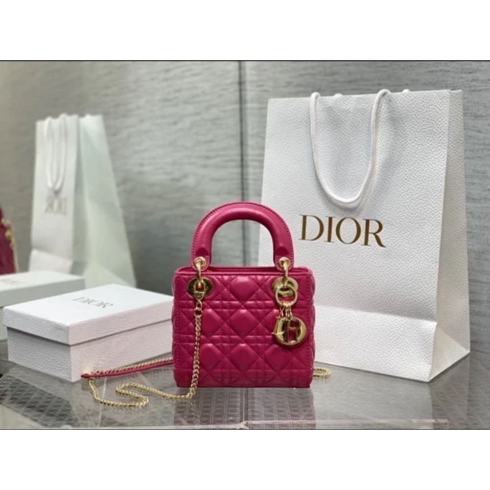 凱莉包包『只做原廠代購級別』9.9成新 超Mini 終極渠道 Dior Lady 黛妃包 經典女包 羊皮漆皮金扣銀扣琺瑯-規格圖1