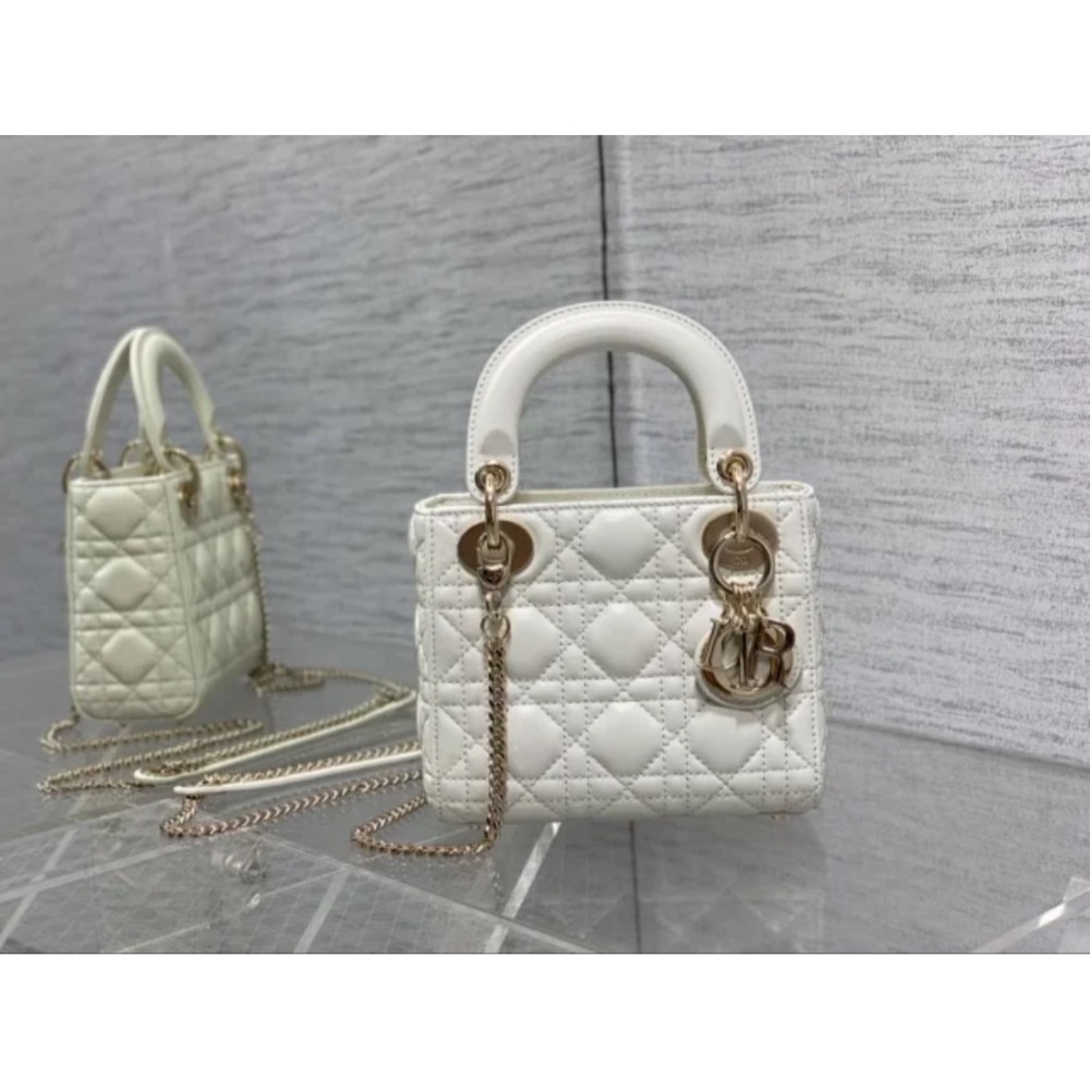 凱莉包包『只做原廠代購級別』9.9成新 超Mini 終極渠道 Dior Lady 黛妃包 經典女包 羊皮漆皮金扣銀扣琺瑯-規格圖1