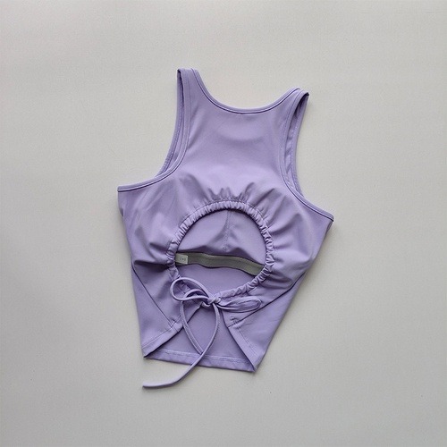 後背鏤空綁繩瑜伽服背心舒適透氣-5色-規格圖4