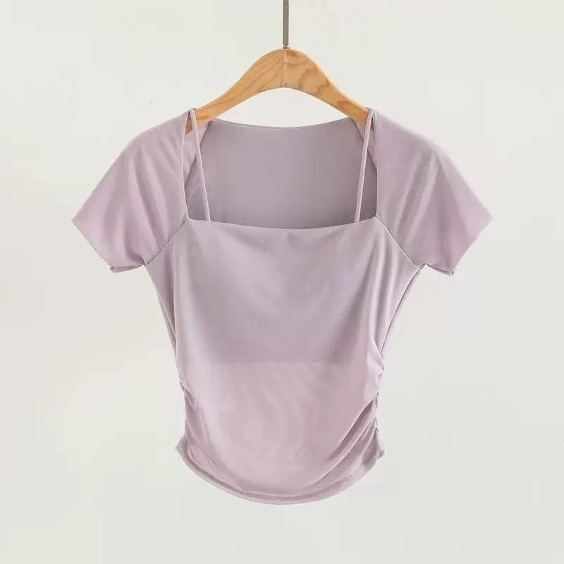 透氣短袖跑步跳舞露臍上衣-規格圖6