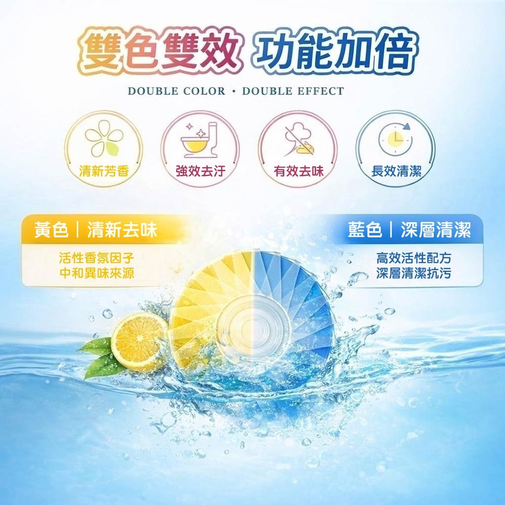 【家購網嚴選】Angiefen 雙色雙效清香藍泡泡 馬桶清潔錠 5入｜沖水自動清潔｜除臭芳香｜款式隨機-細節圖2