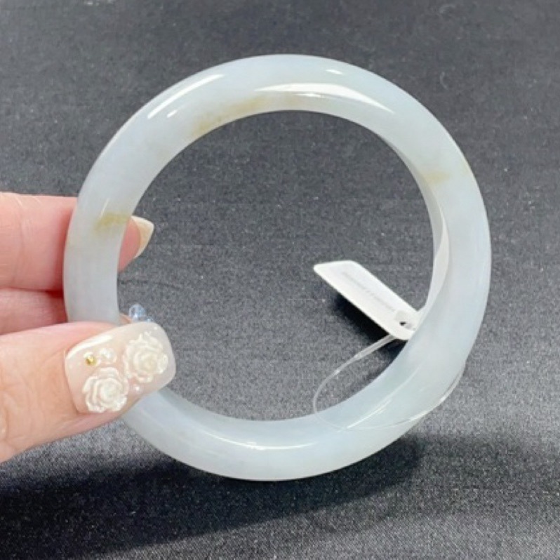 《Always9168輕奢珠寶》 B70天然緬甸A貨翡翠手鐲天空藍飄黃翡55.7mm+正圈平安鐲送台證-細節圖2