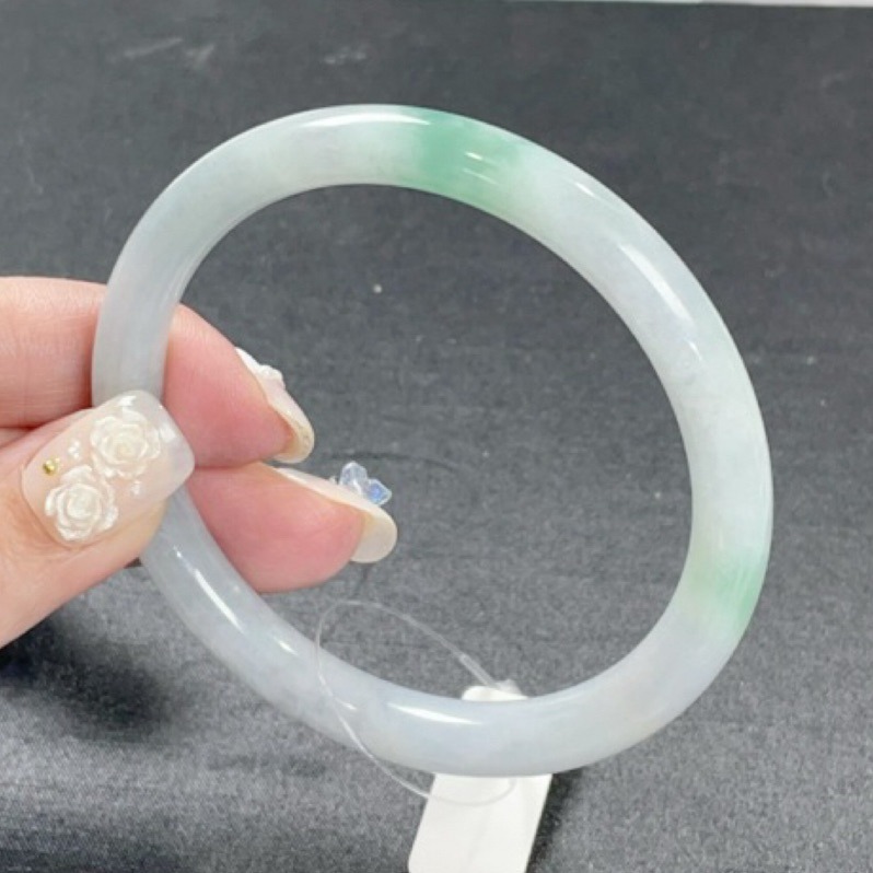 《Always9168輕奢珠寶》 41天然緬甸A貨翡翠冰紫飄陽綠色花60mm+圓條送台證-細節圖3