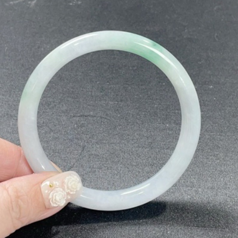 《Always9168輕奢珠寶》 41天然緬甸A貨翡翠冰紫飄陽綠色花60mm+圓條送台證-細節圖6