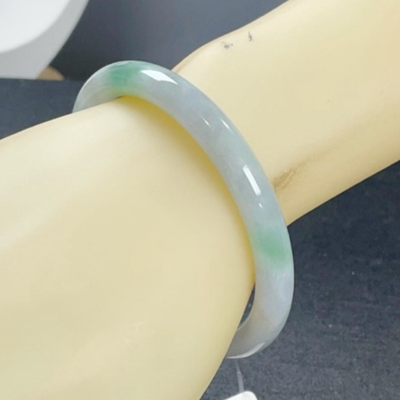 《Always9168輕奢珠寶》 41天然緬甸A貨翡翠冰紫飄陽綠色花60mm+圓條送台證-細節圖7