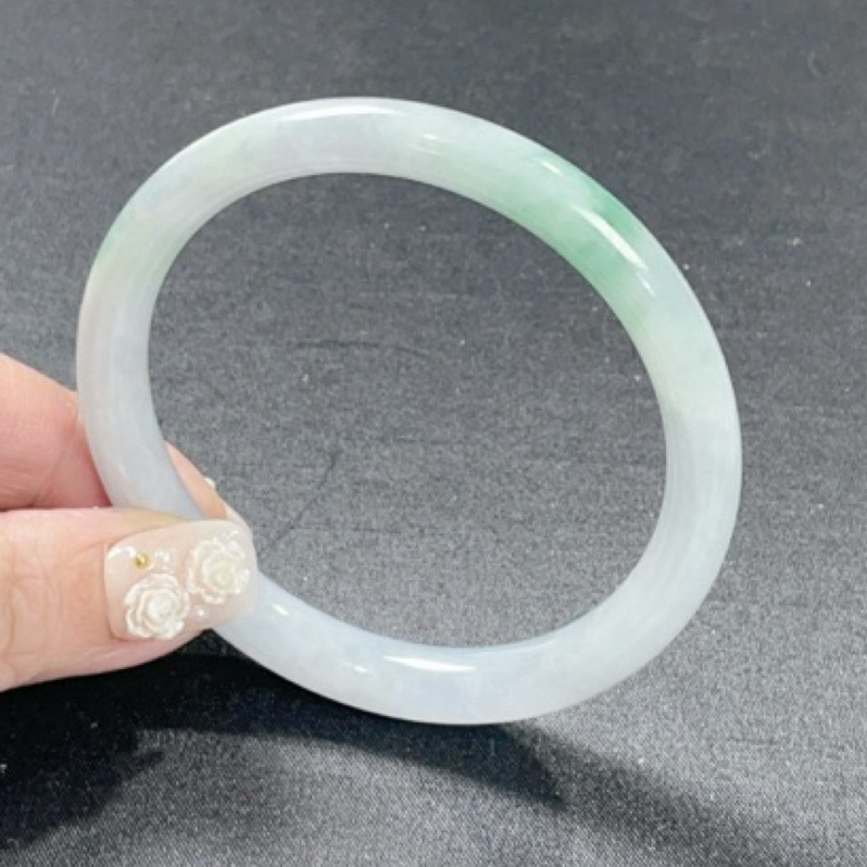 《Always9168輕奢珠寶》 41天然緬甸A貨翡翠冰紫飄陽綠色花60mm+圓條送台證-細節圖8